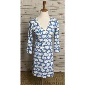 Lilly Pulitzer Tusk in Sun 3/4 length sleeve V-neck t-shirt dress Size XS